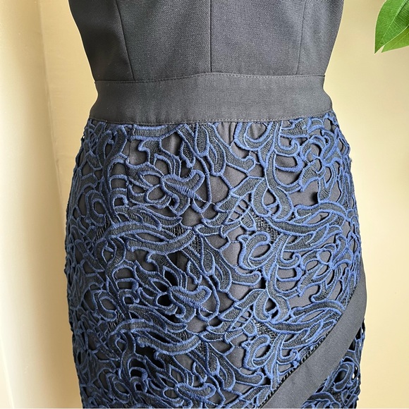 Adelyn Rae Sasha Mock Neck Tulip Hem Dress Navy Black Sz S - Picture 6 of 16